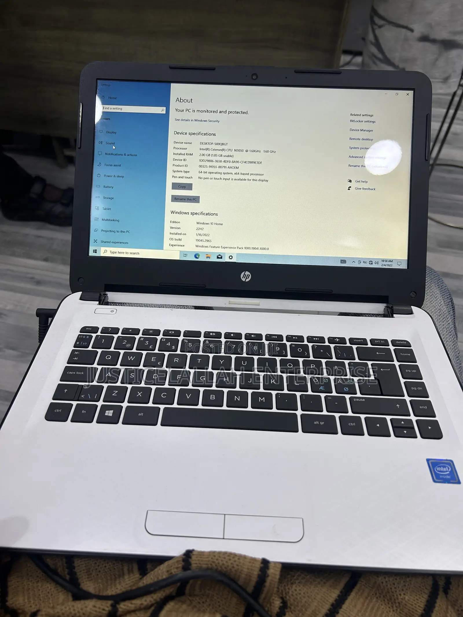 Laptop HP 15 2GB Intel Celeron SSD 32GB