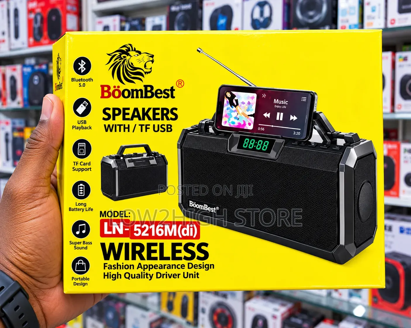 BoomBest LN-5216Midi 50W Wireless Bluetooth Speaker - Low2High