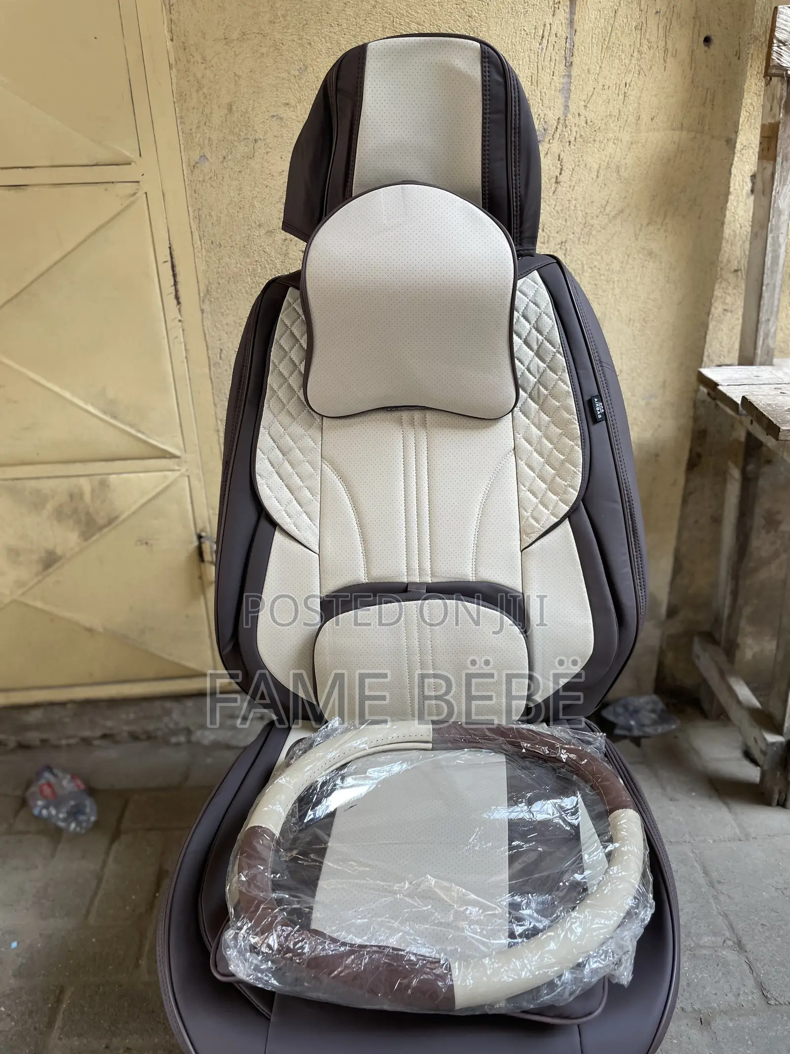 Premium Luxury Car Seat Cover Set - Beige & Brown