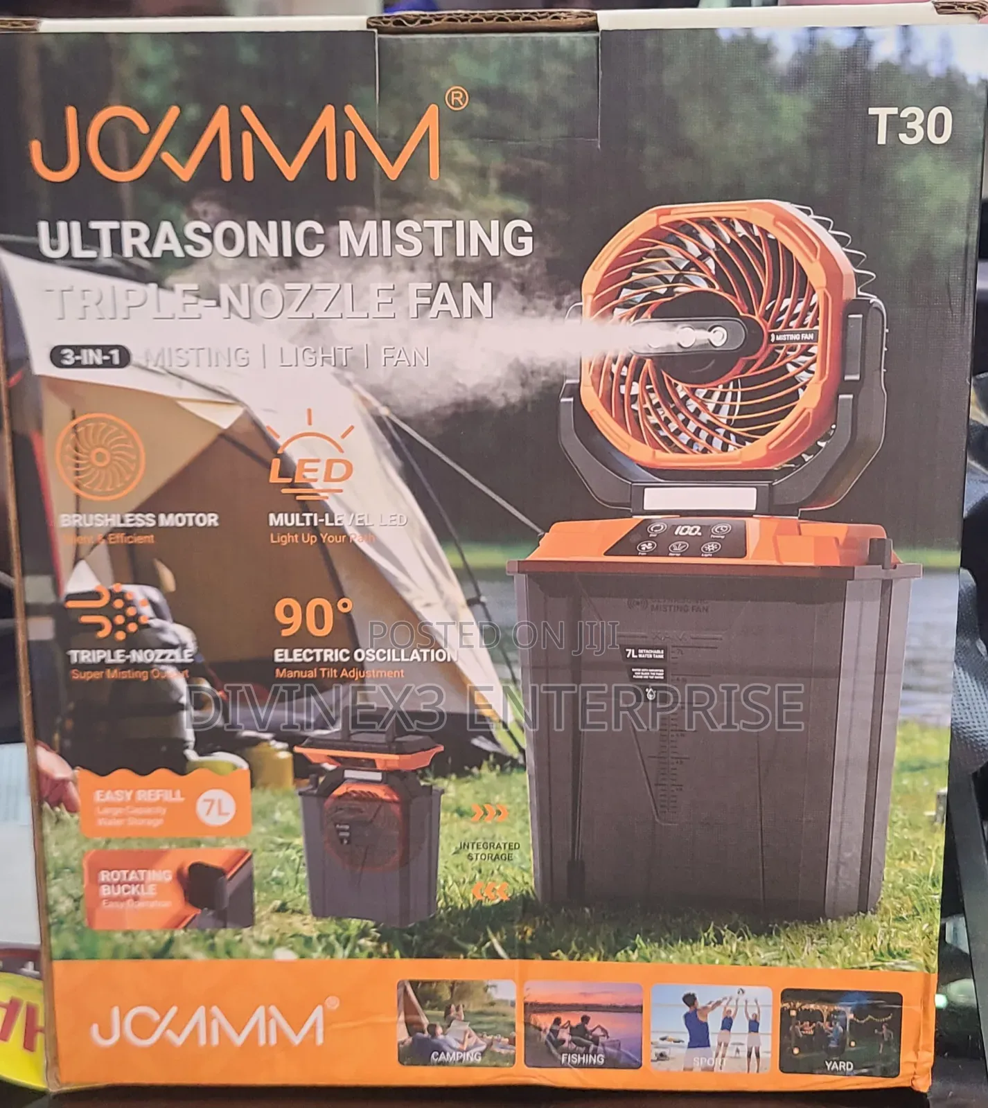 Portable Rechargeable Misting Fan With Led Light