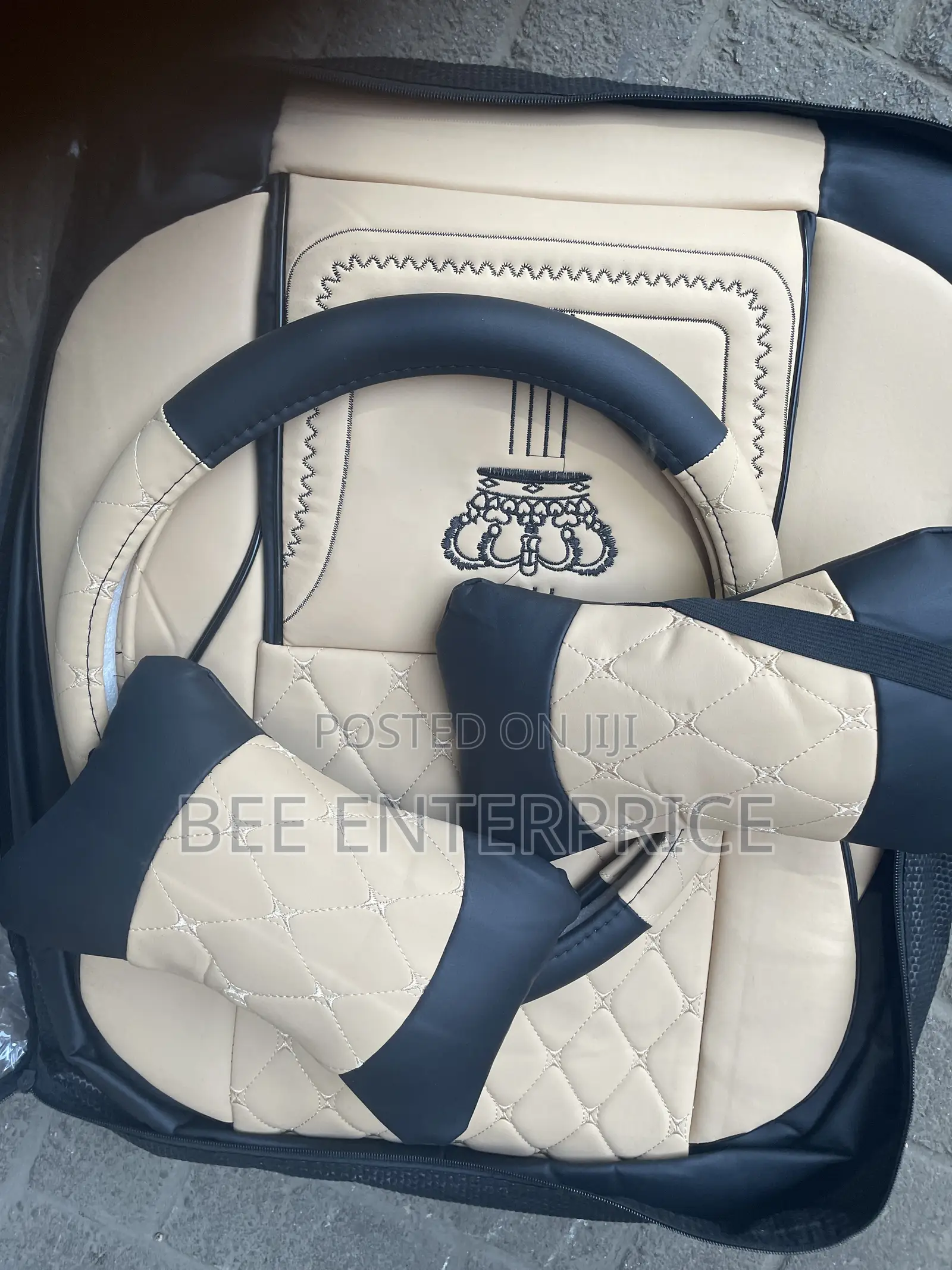 Royal Crown Beige and Black Seat Cover