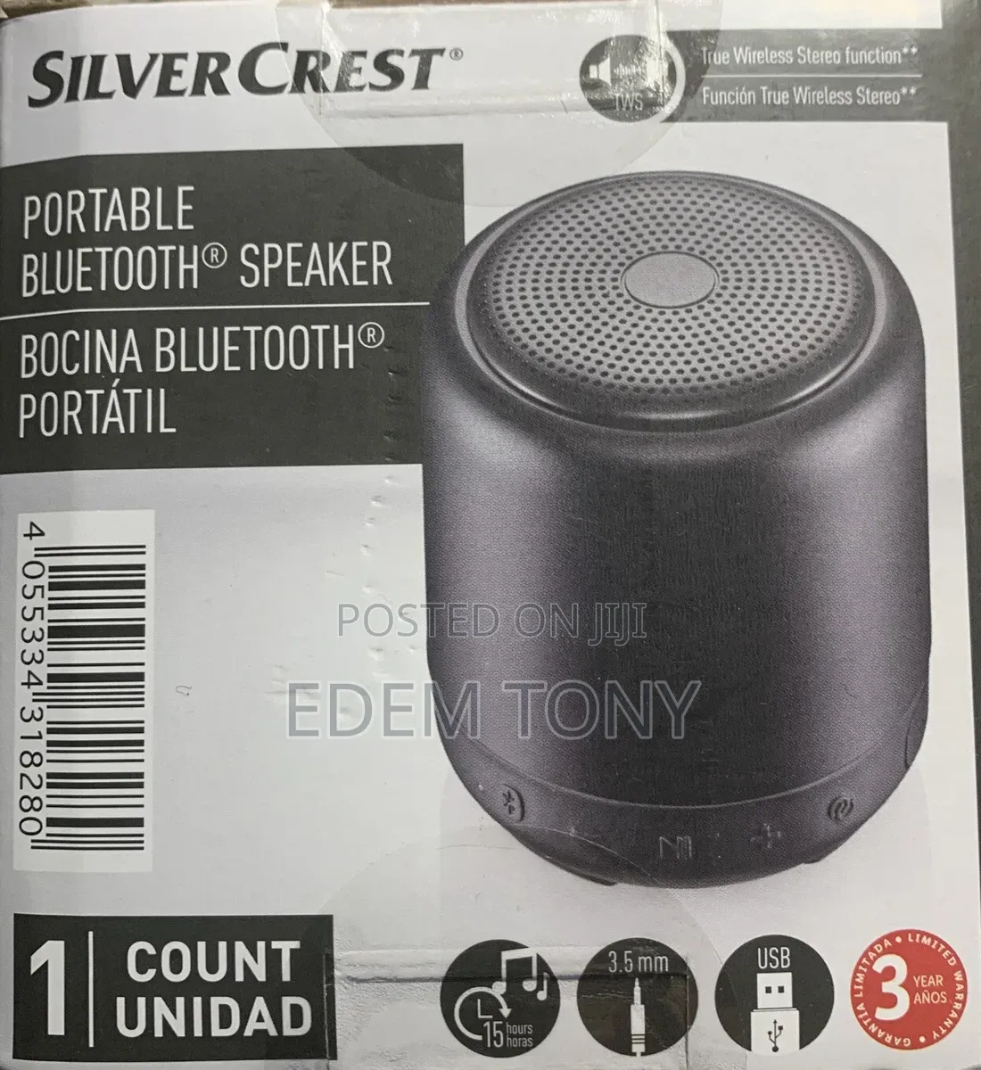 New SilverCrest 5.0 Portable Bluetooth Speaker 33ft Range 15hr Battery