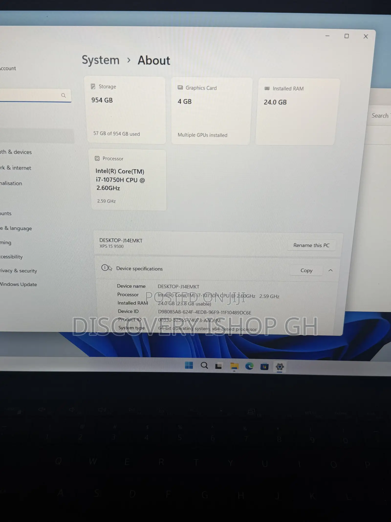 Laptop Dell XPS 15 9500 24GB Intel Core i7 SSD 1T