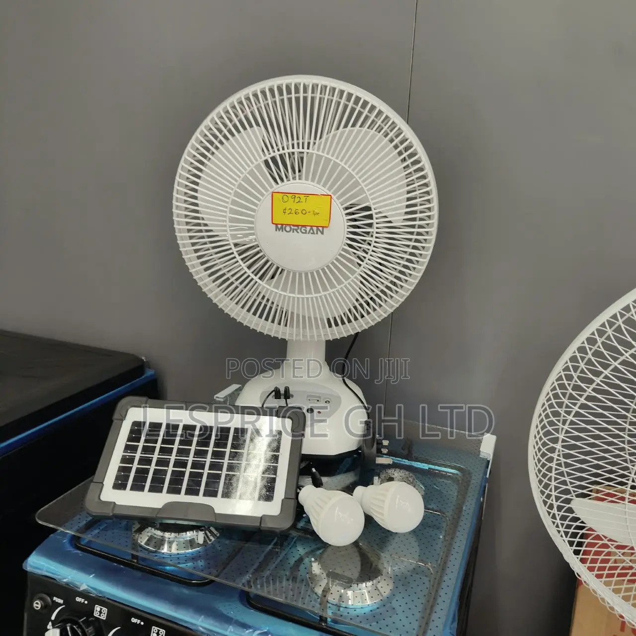 Hugely Discounted Rechargeable Fan With Solar Panels, USB Port & Bulbs