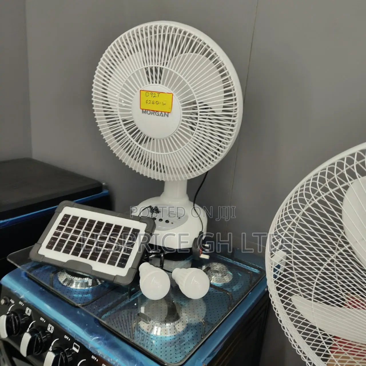 Hugely Discounted Rechargeable Fan With Solar Panels, USB Port & Bulbs