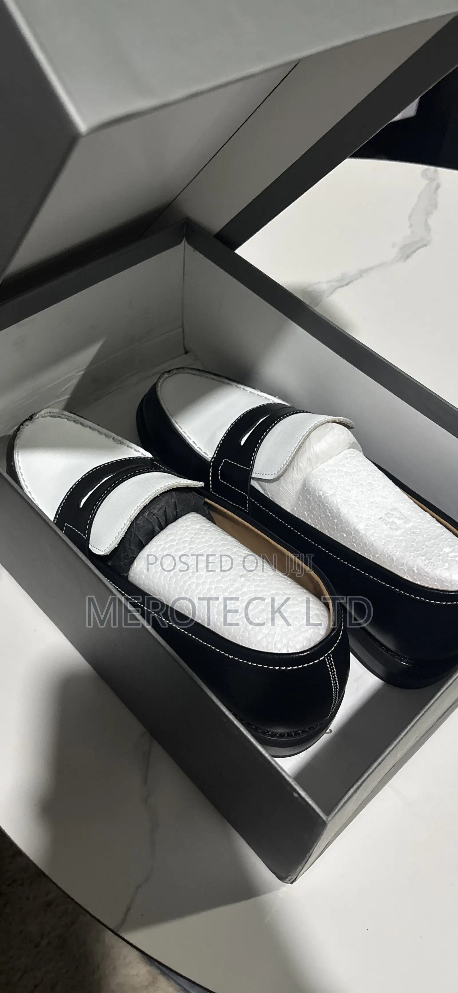 Original White and Black Leather Moccasin Loafers Shoes