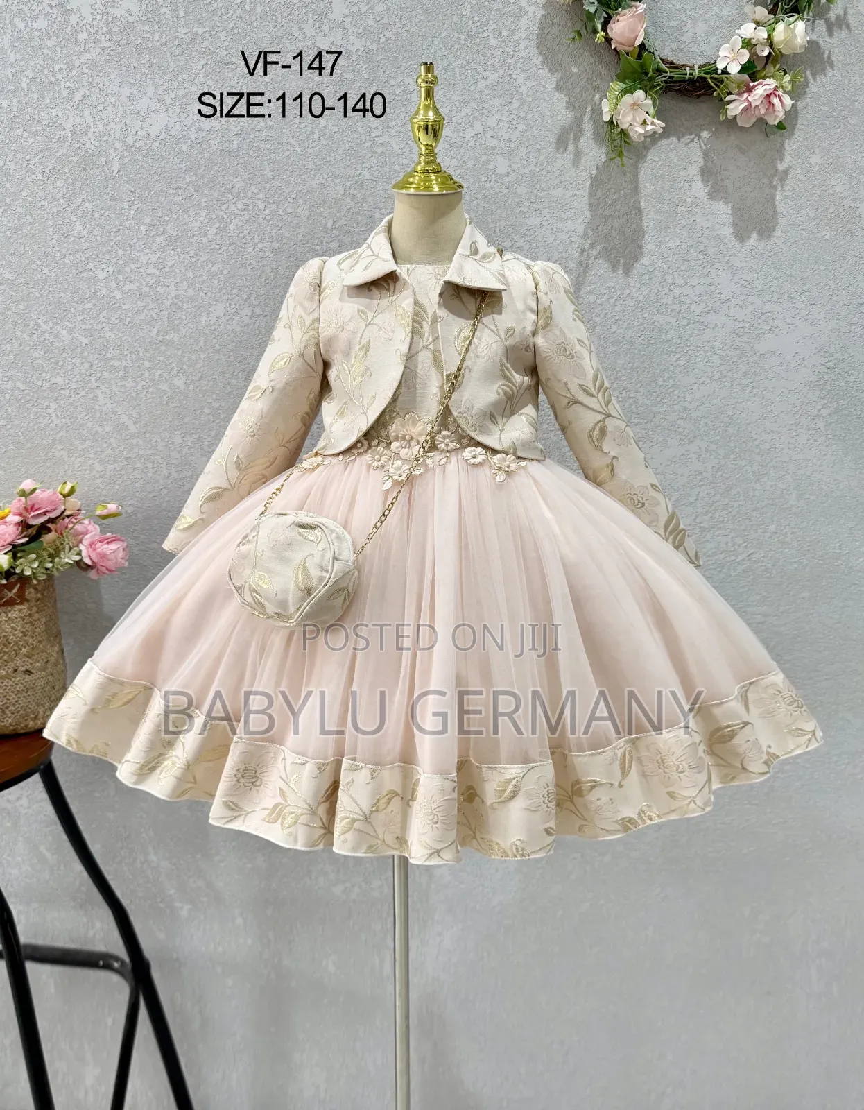 Premium Quality Pink Girl's Dress With Matching Handbag