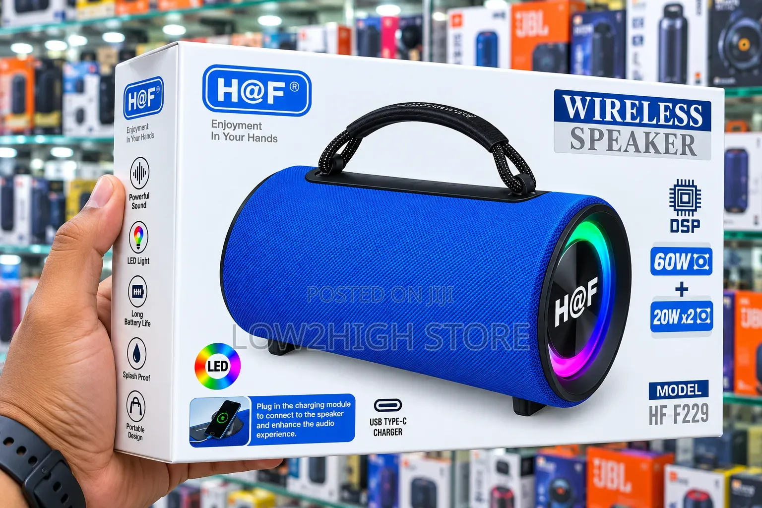 H at F HF F229 100W Powerful Bass Bluetooth Speaker - Low2High