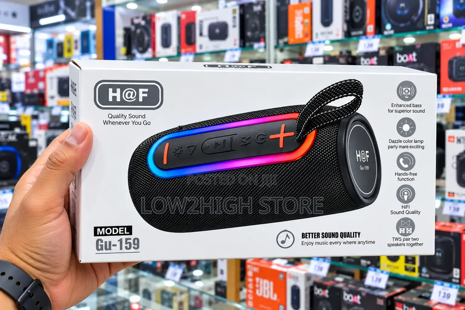 H at F GU-159 10W 3D Bass Wireless Bluetooth Speaker - Low2High