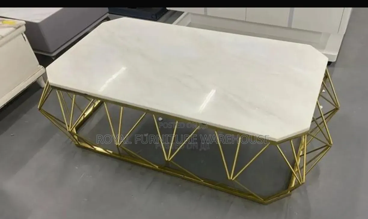Modern Geometric Marble-Top Coffee Table