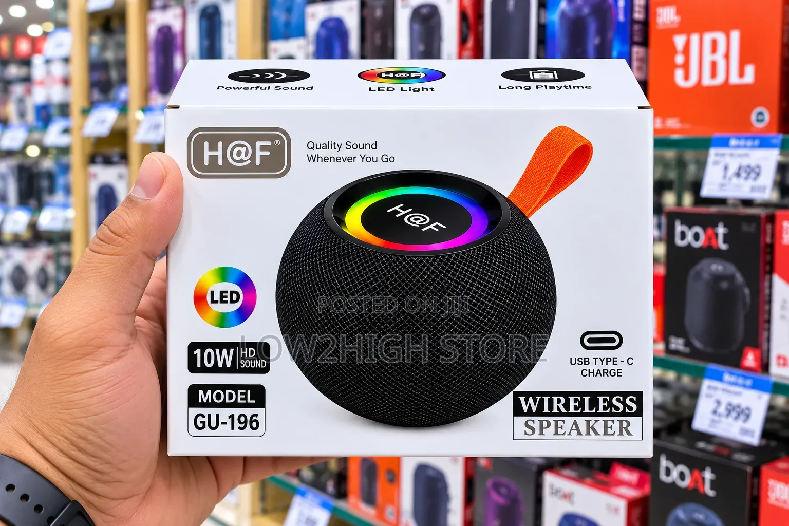 H at F GU-196 10W HD Bass Bluetooth Speaker - Low2High