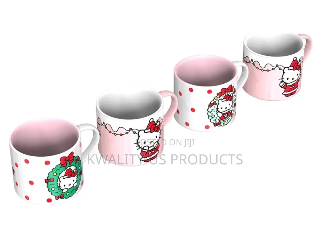 Hello Kitty 4-Pack Stackable Ceramic Holiday Mugs Set - 443 Ml