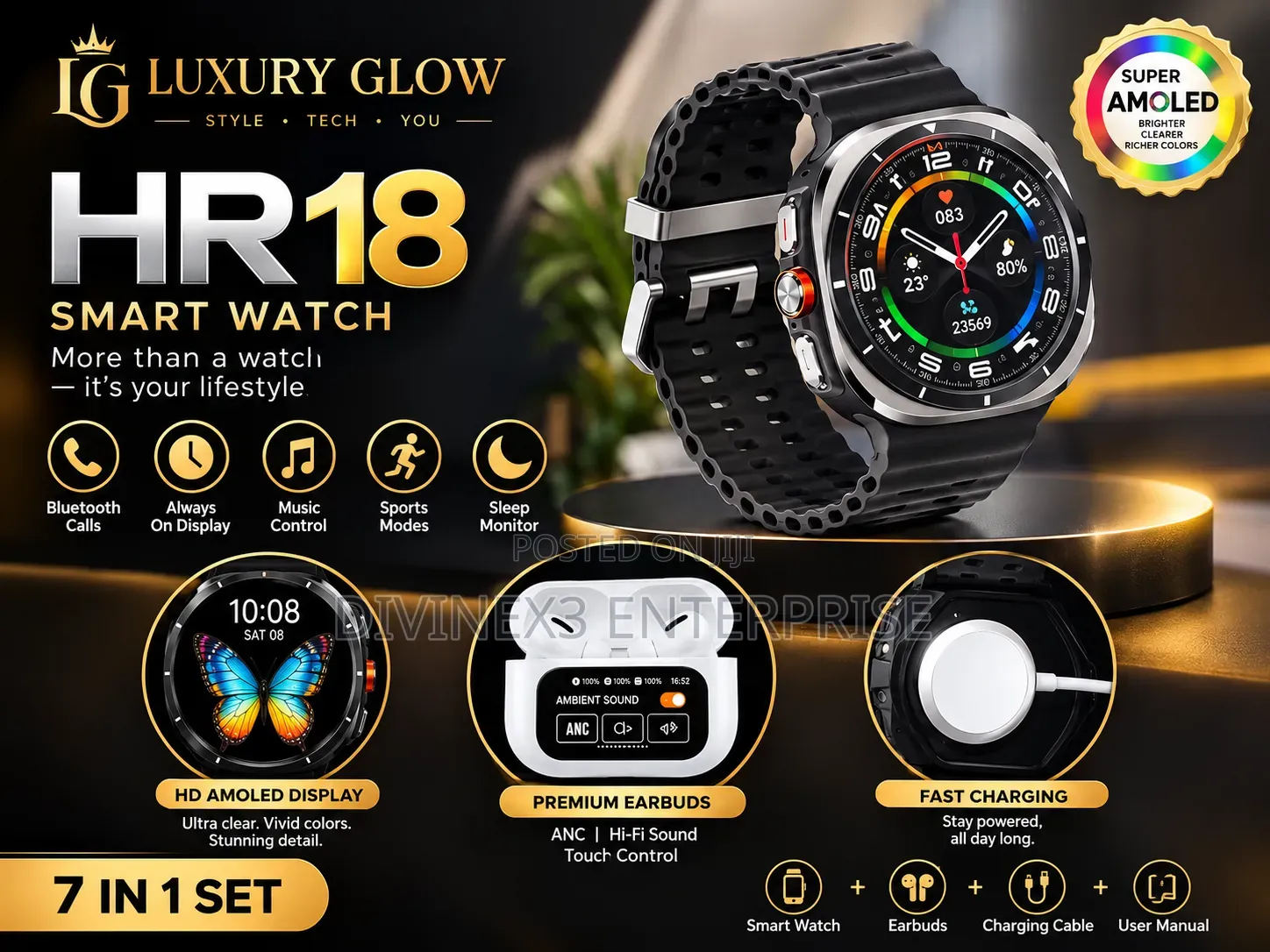 HR18 Smart Watch 7-in-1 Set