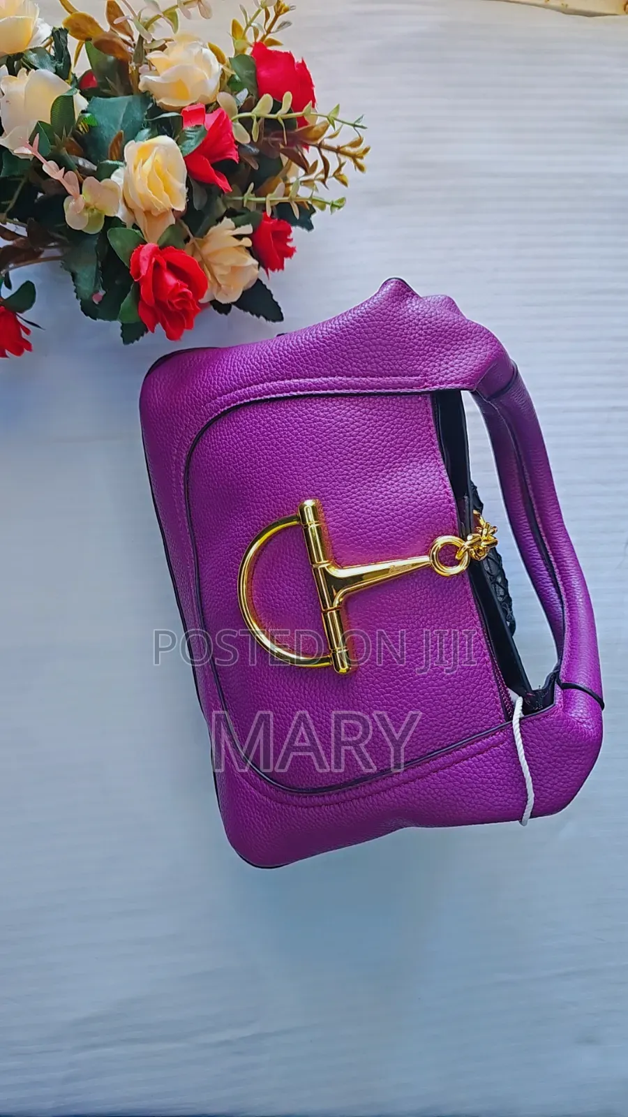Vibrant Purple Textured Leather Shoulder Bag