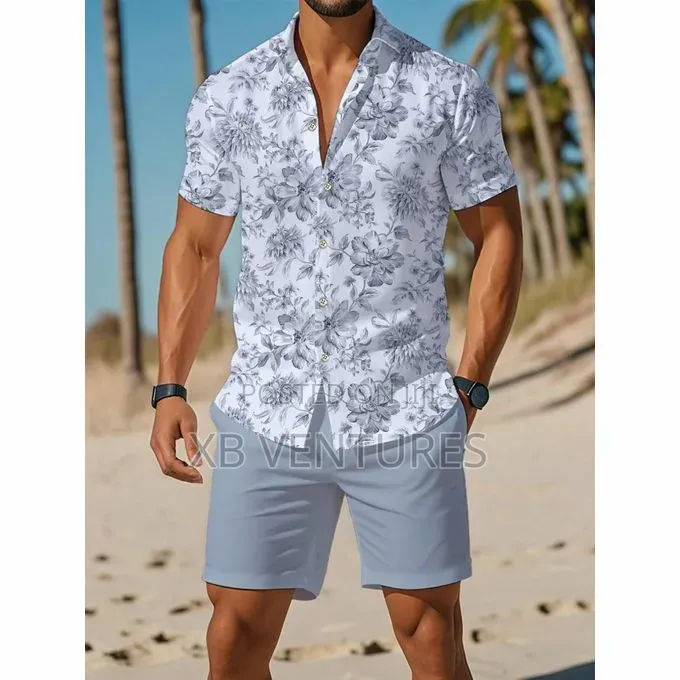 Floral Print Shirt & Shorts Set - Beach Outfit for Summer Vacation