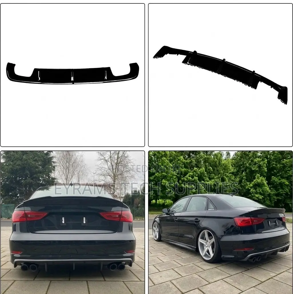 Audi A3 8V (2013-2016) Gloss Black Rear Bumper Diffuser Lip