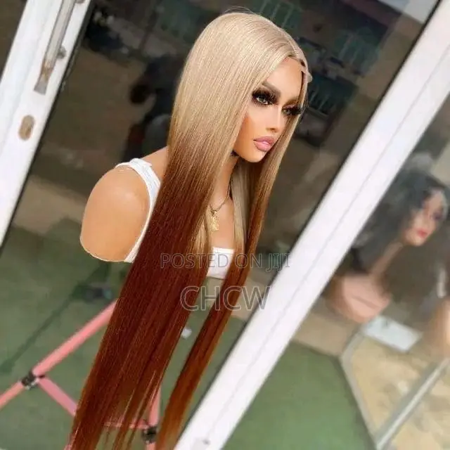 New 30 Inches Longl Blonde and Brown Ombré Wig With a Kim K Closure