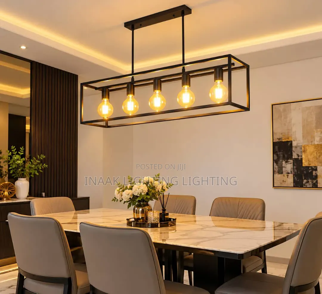 Modern 5-Lights Black Rectangular