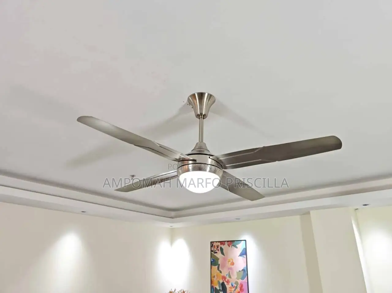 Metallic Art Ceiling Fan With Light & Remote Control