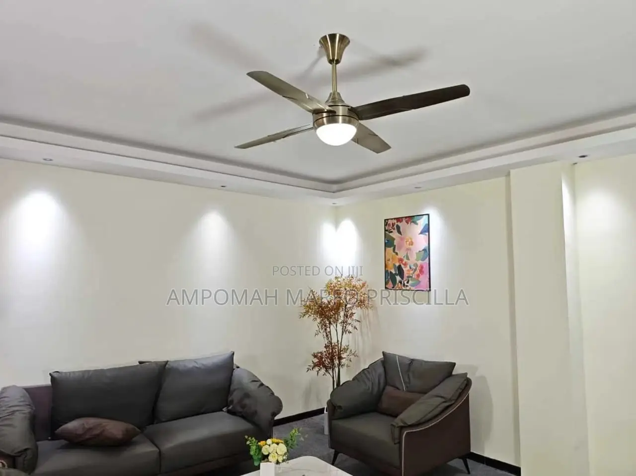 Metallic Art Ceiling Fan With Light & Remote Control