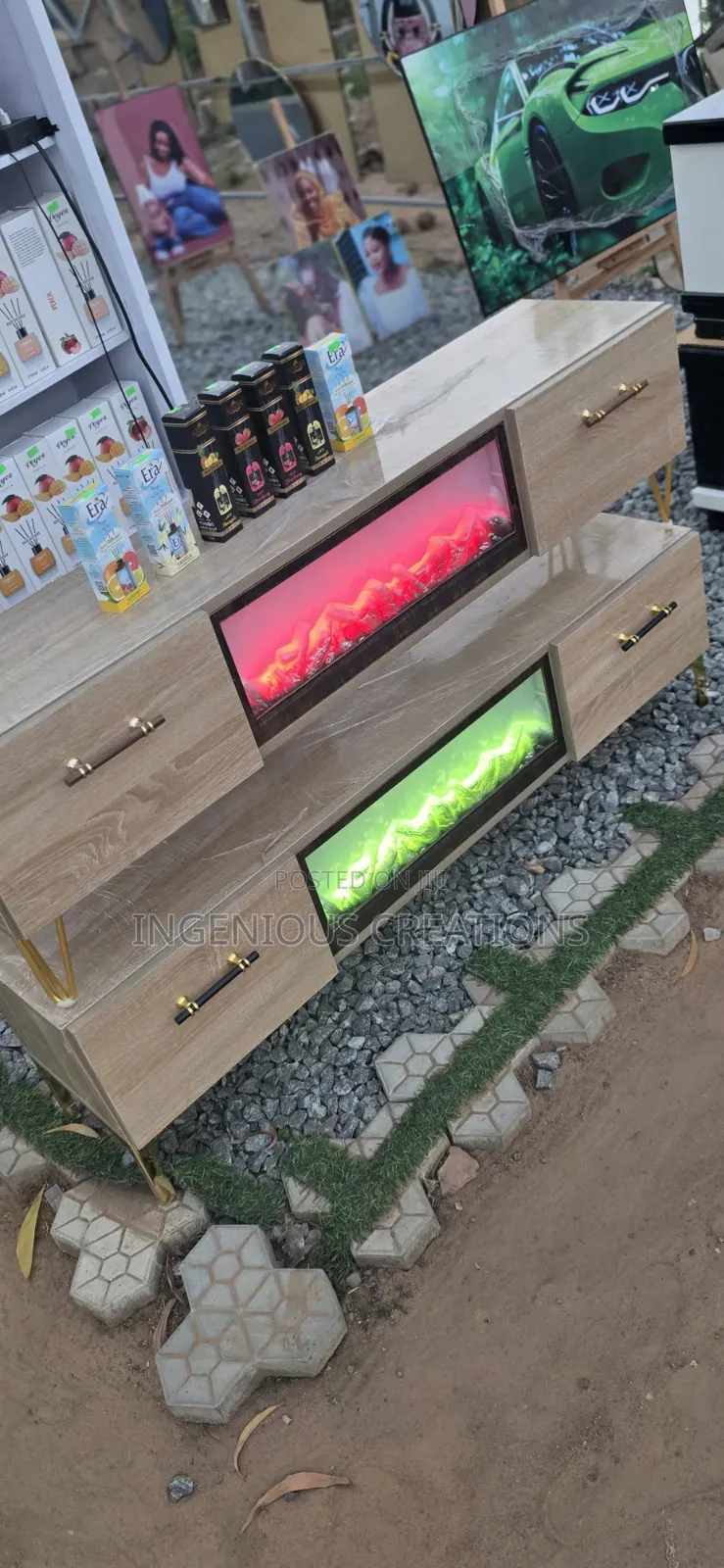 TV Stand With Coal Burning Animation + Remote