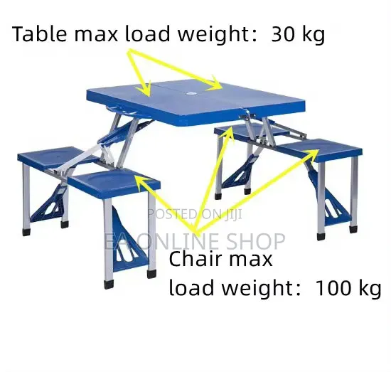 Four Seater Foldable Kids Table and Chair Set for Studying,Picnic,Camp
