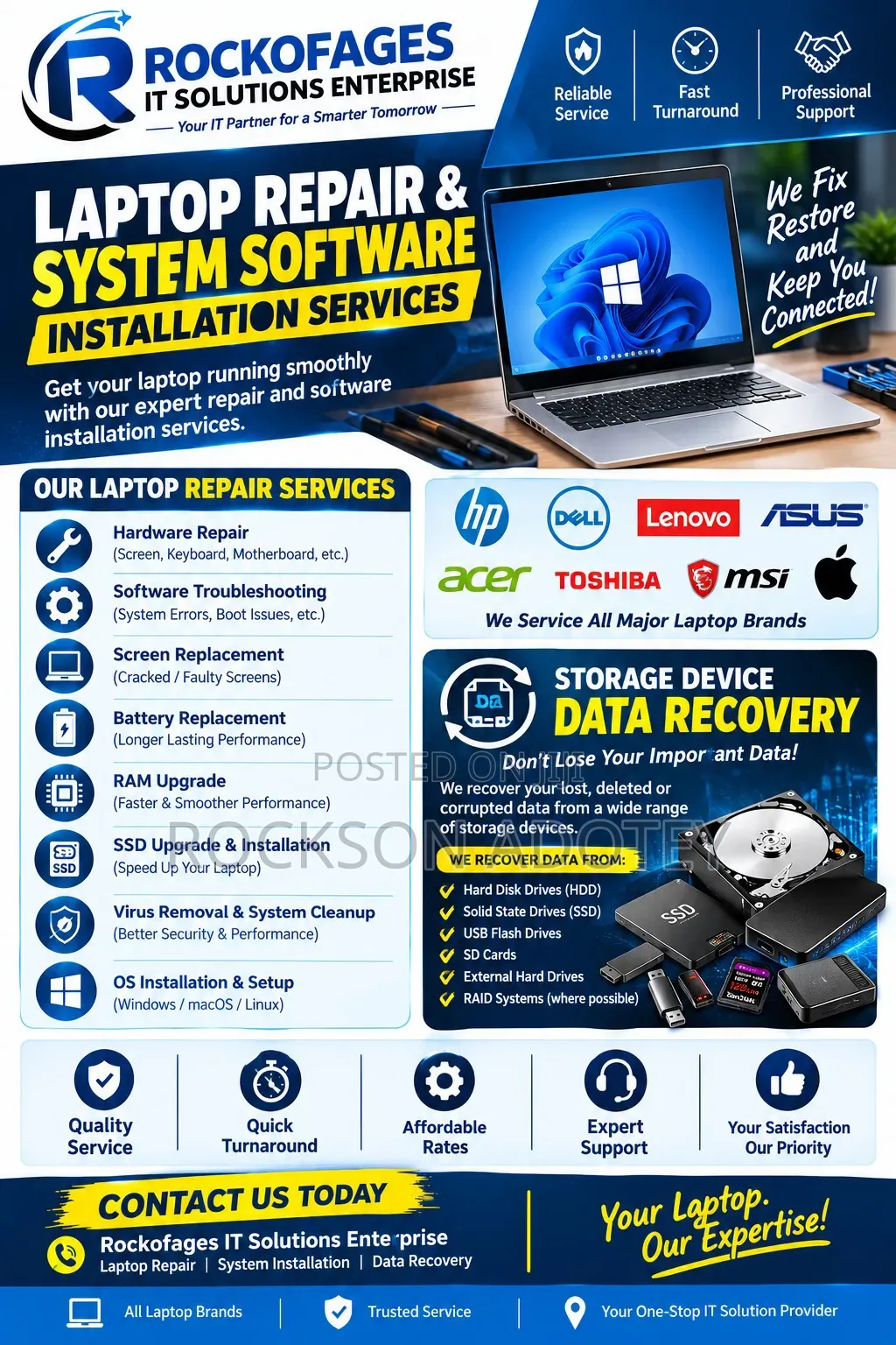 Laptop Repair & System Software Installation Services