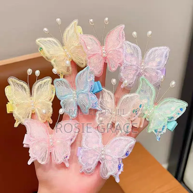 2 Butterfly Hair Clips for Kids