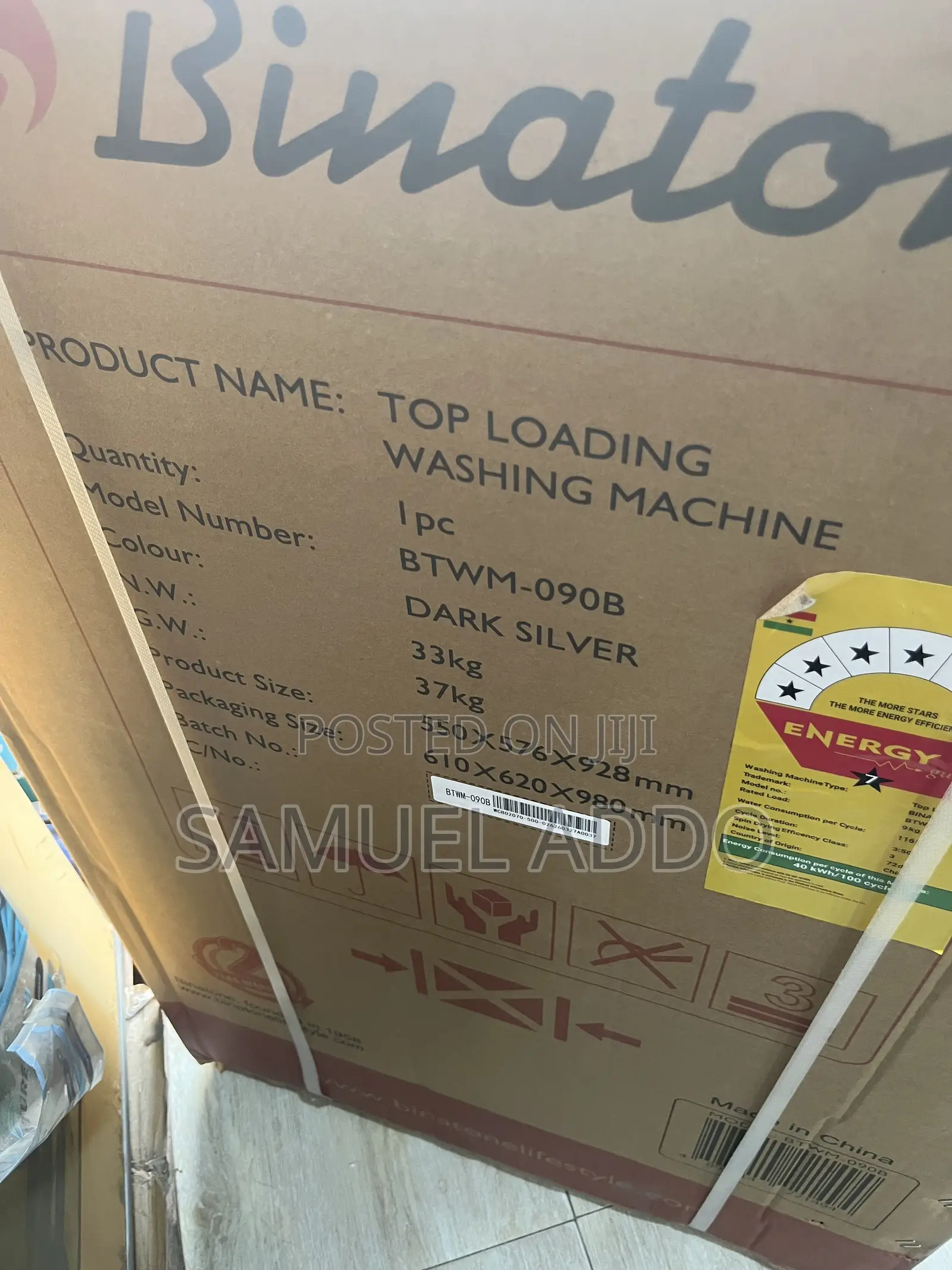 9kg Binatone Top Load Washing Machine