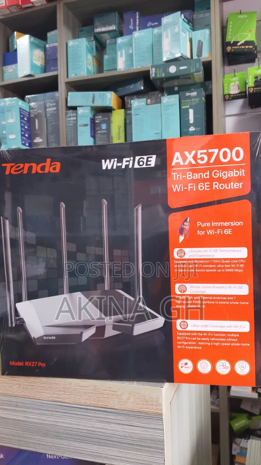 Tenda Wifi 6e AX5700 Tri Band Gigabit Router/ RX27 PRO