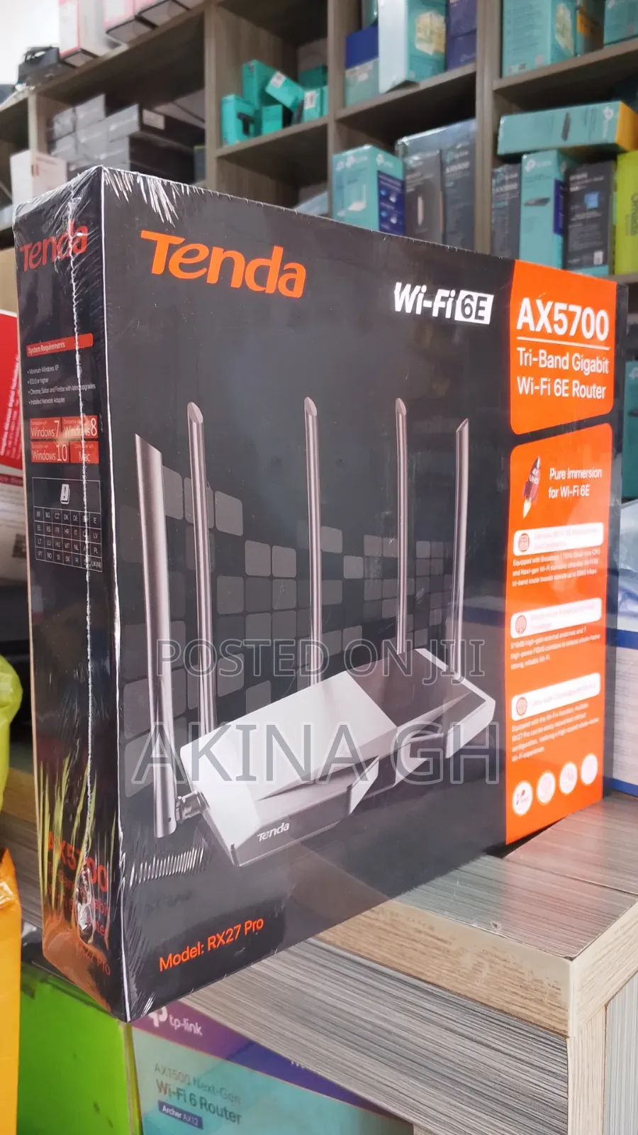 Tenda Wifi 6e AX5700 Tri Band Gigabit Router/ RX27 PRO