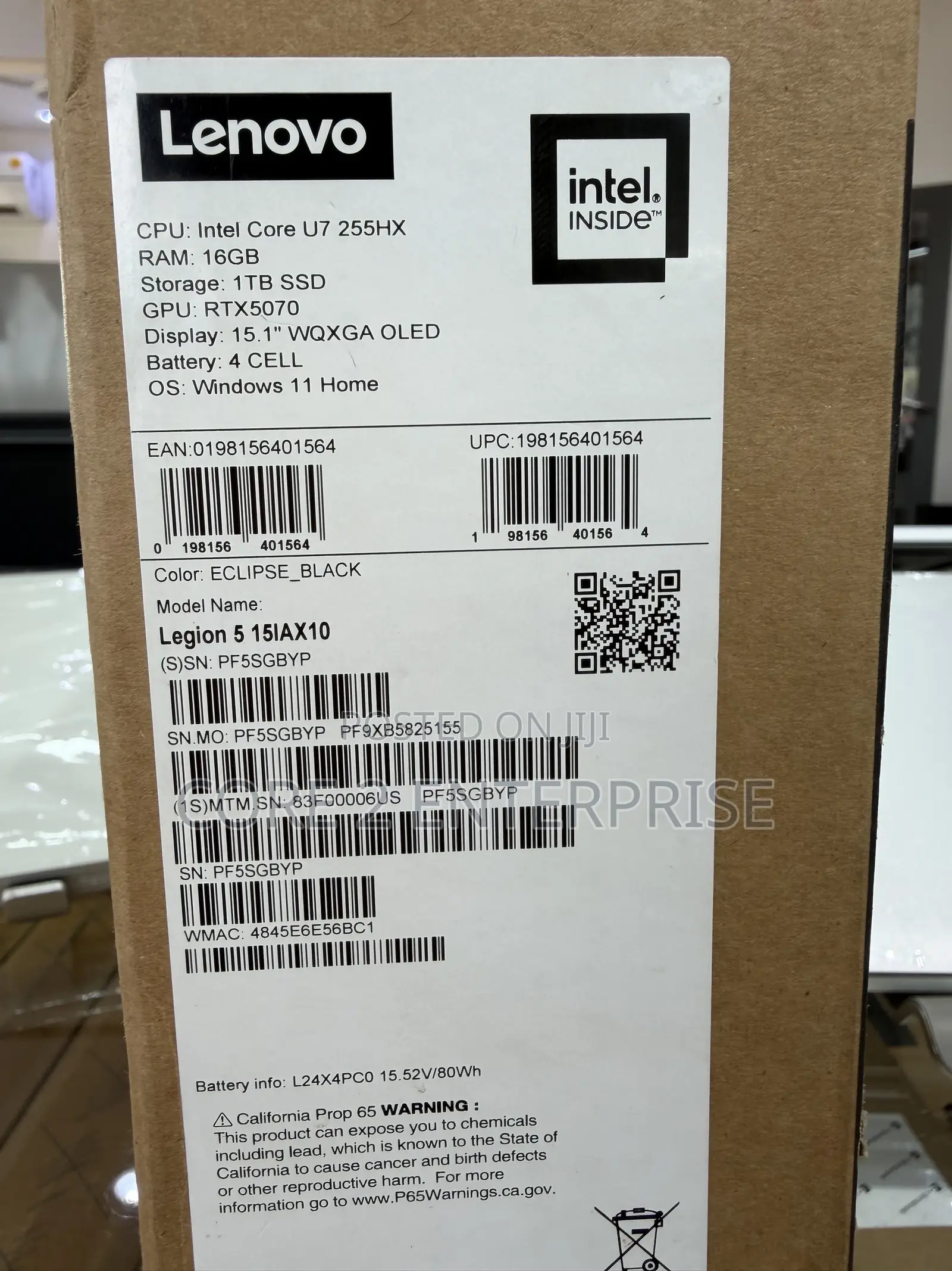 New Laptop Lenovo Legion 5 16GB Intel Core Ultra 7 SSD 1T