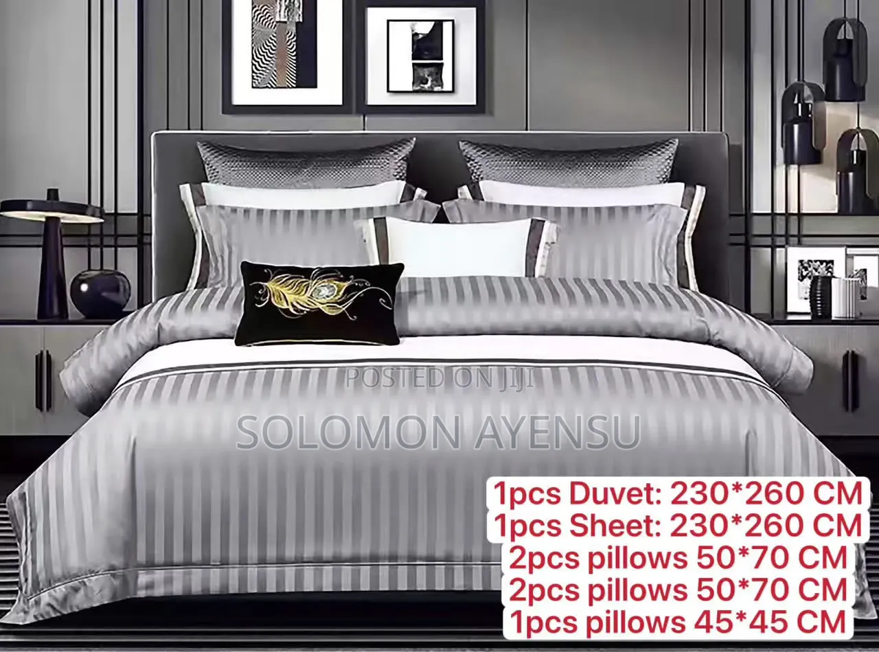 Royal Comfort Camel Gold Satin Striped Duvet & Sheet Set