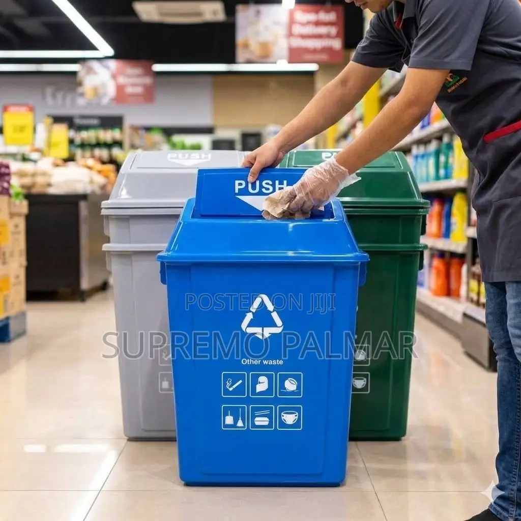 25L Push-Lid Dustbin – Blue, Grey or Green