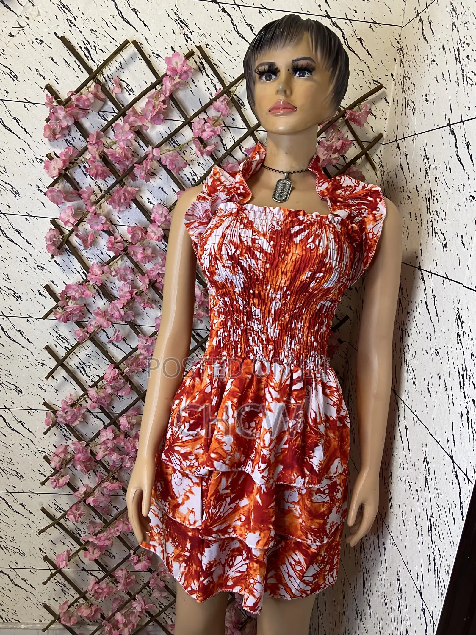 New Ladies Colorful Bodice Dress and a Matching Colorful Bag