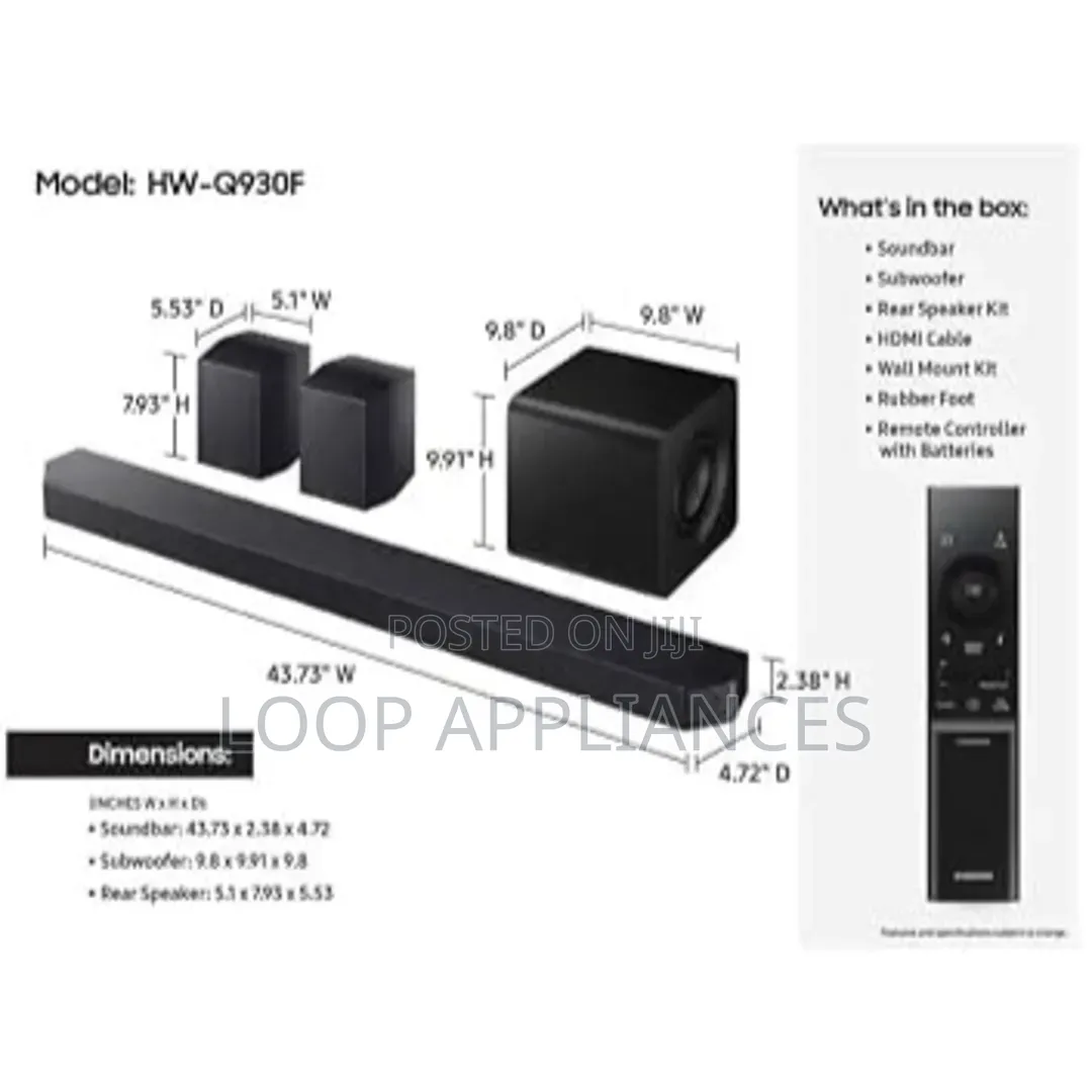 New 580 Watts Samsung HW-Q990F 11.1.4-Channel Dolby Atmos Soundbar