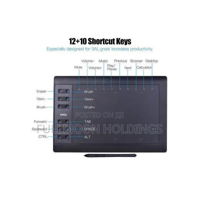 10×6 Vinsa Graphic Drawing Tablet Online Teaching, Graphic Art