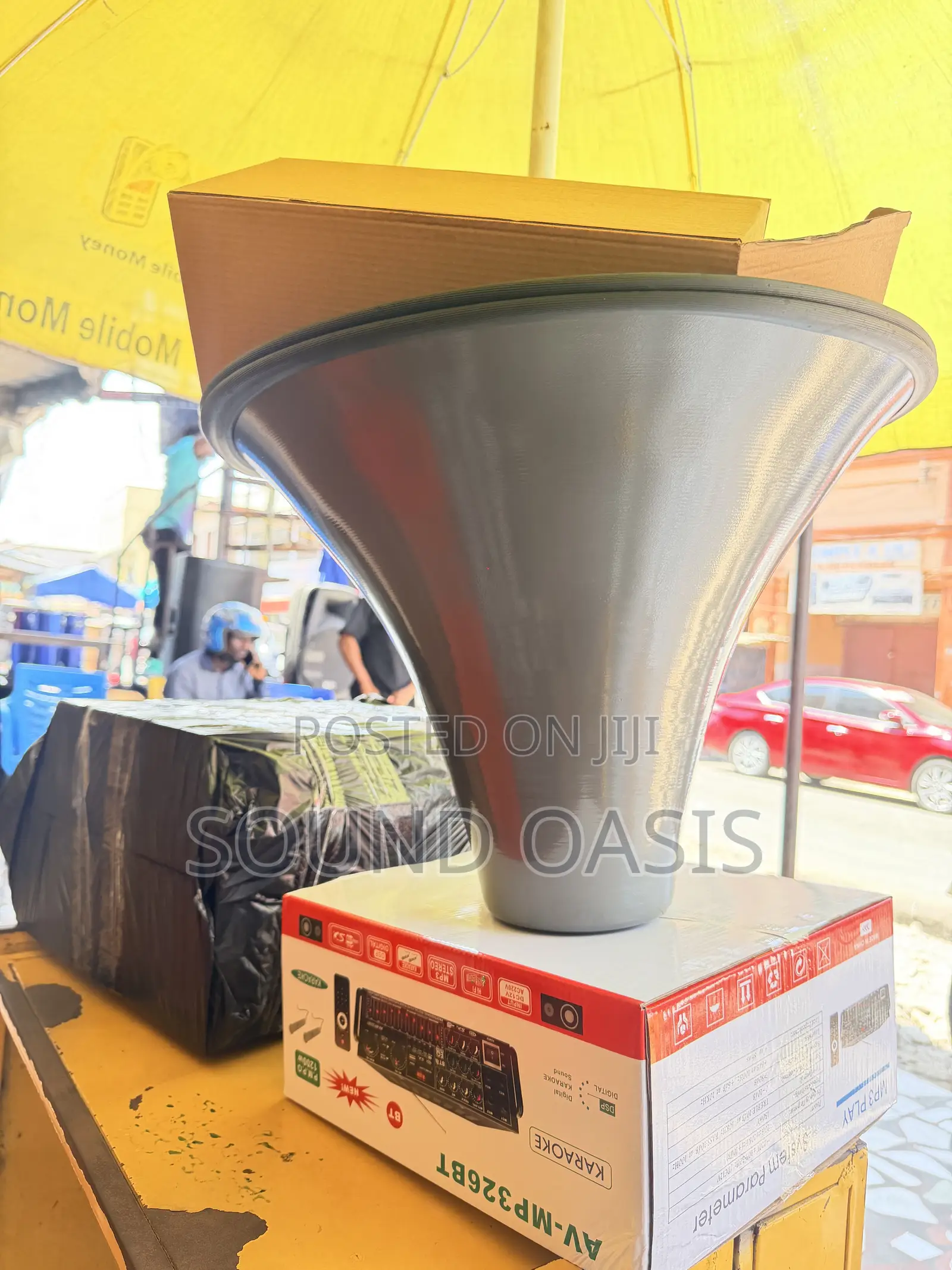 LARGE Public Address (PA) Horn Speaker WITH Teli AV Power Amplifier