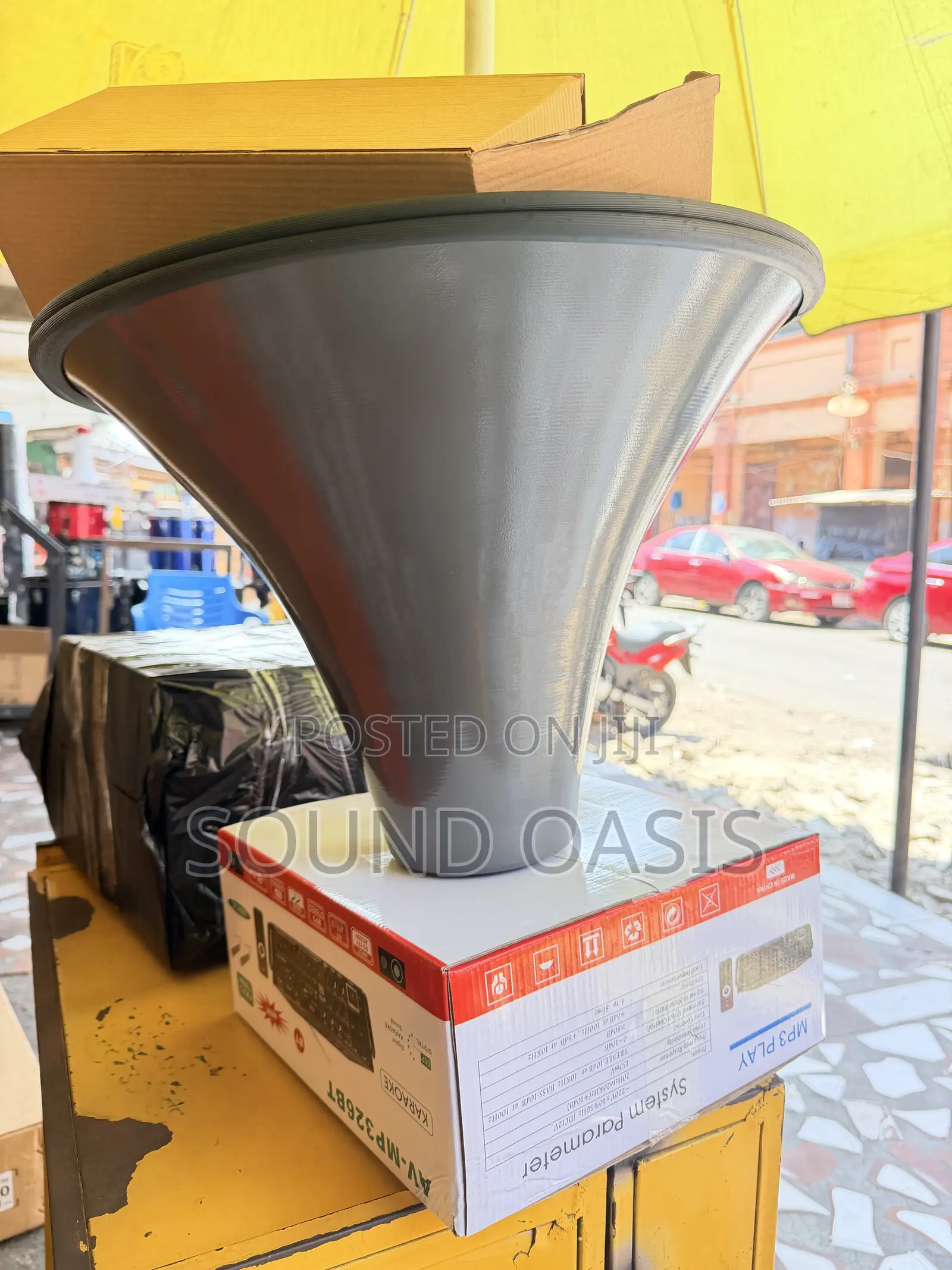 LARGE Public Address (PA) Horn Speaker WITH Teli AV Power Amplifier