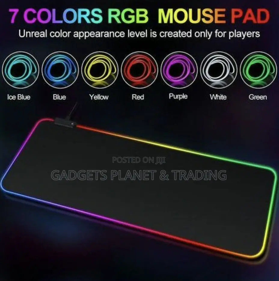 RS-07 Gaming Mouse Pad 80x30cm Non-Slip Rubber Base + LED Edge Lights