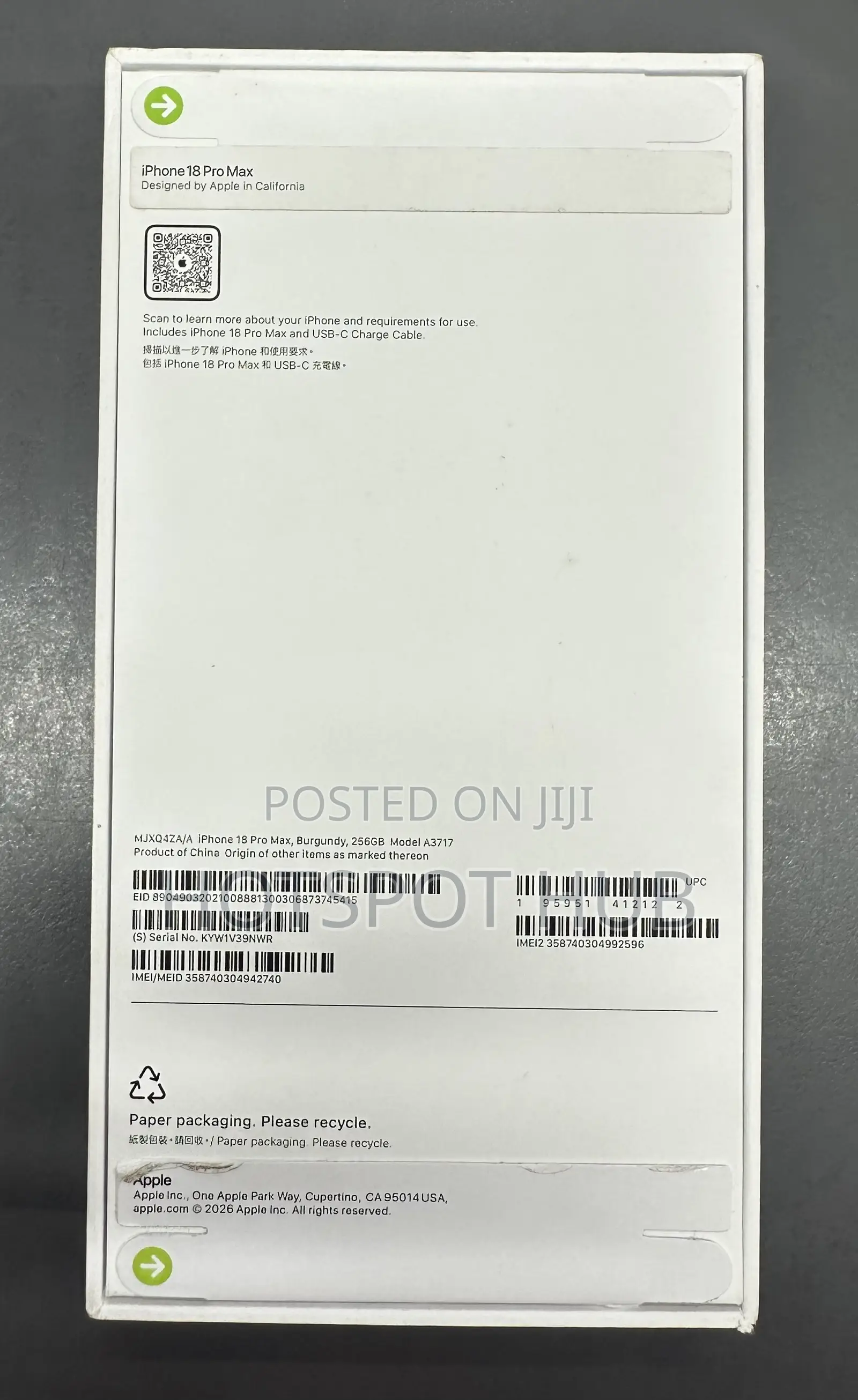 New Apple iPhone 18 Pro Max 256 GB
