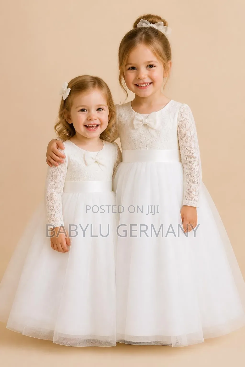 White Long-Sleeved Lace Dress /Flower Girl Dress