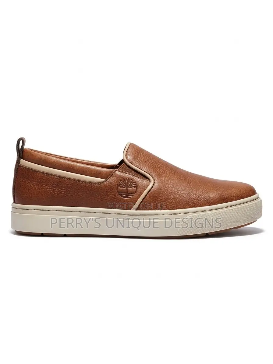 Men's Premium Leather Slip-on Loafer Sneakers – Brown