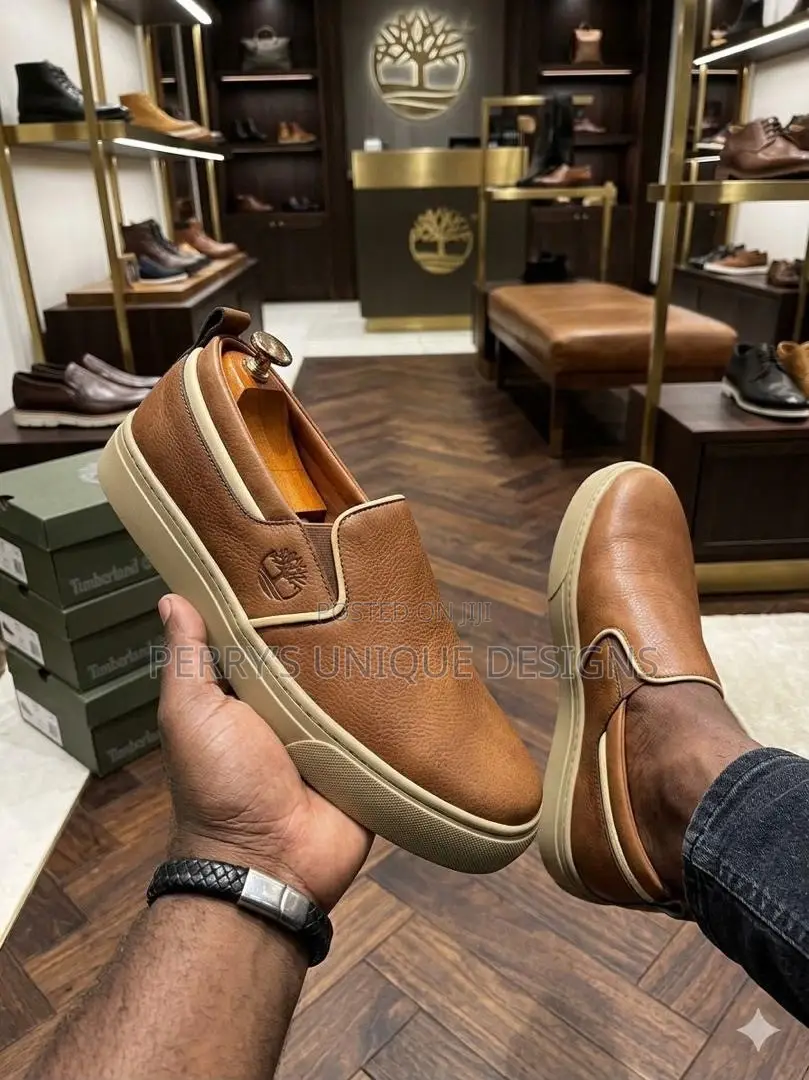 Men's Premium Leather Slip-on Loafer Sneakers – Brown