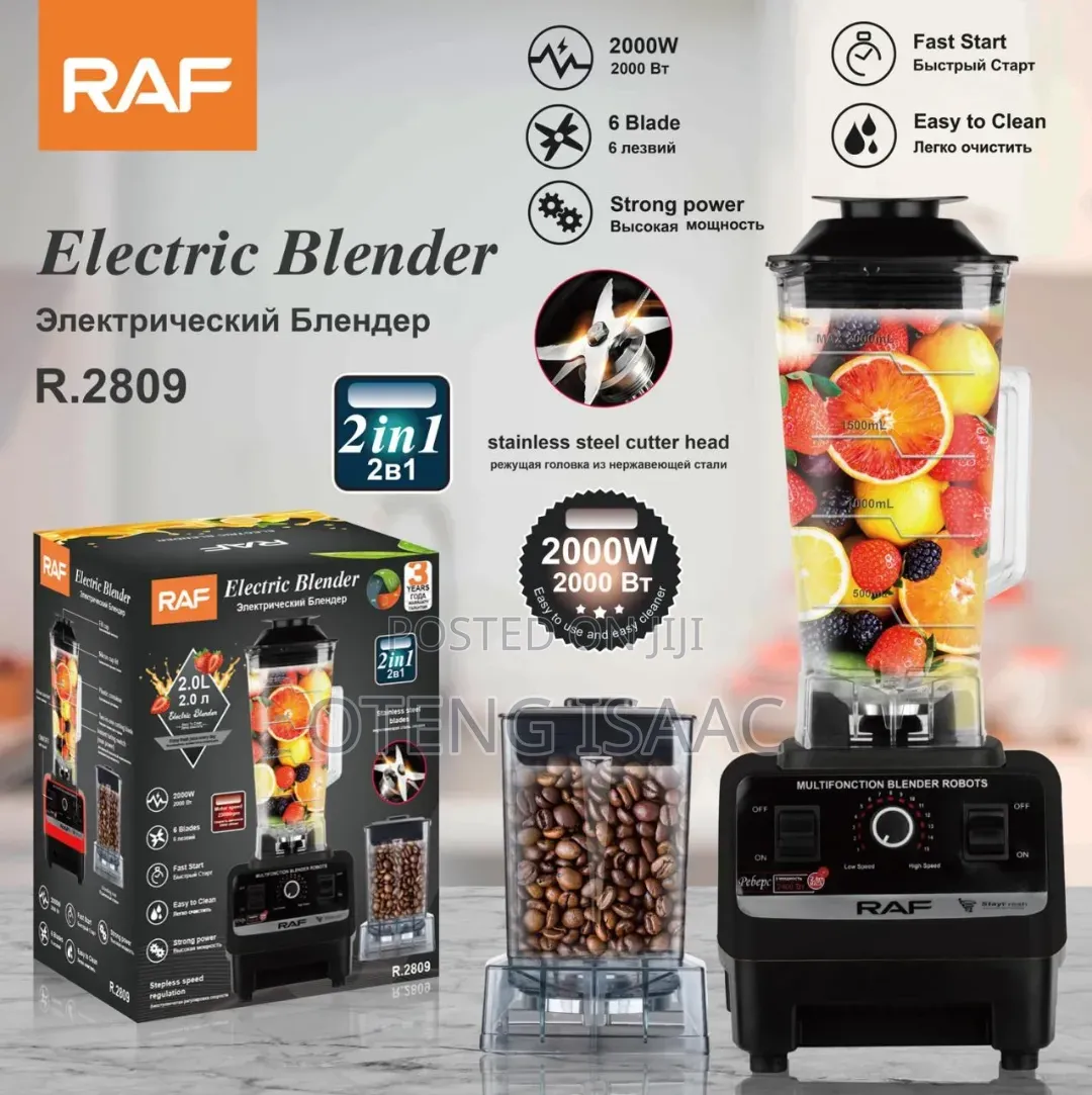 RAF Heavy-Duty Electric Blender With Dry Mill Attachment (2.5L)