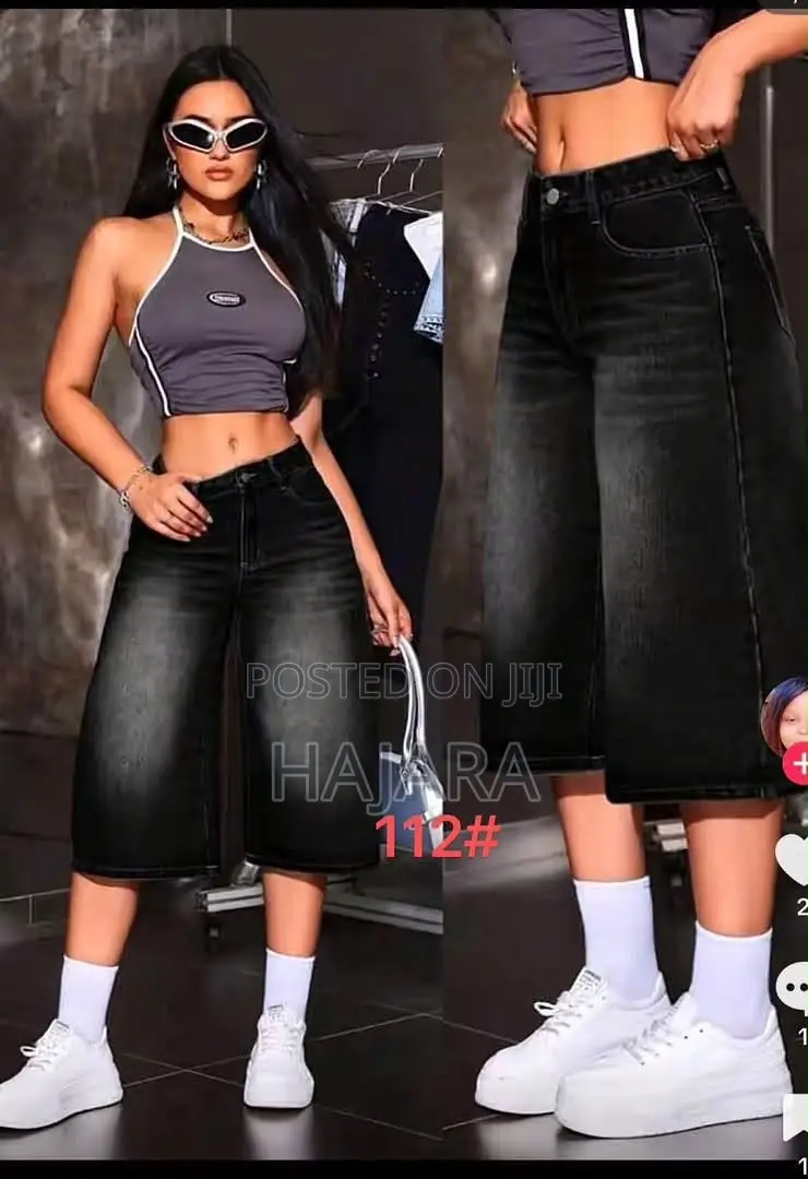 Edgy Acid-Wash Wide-Leg Denim Culottes / Shorts