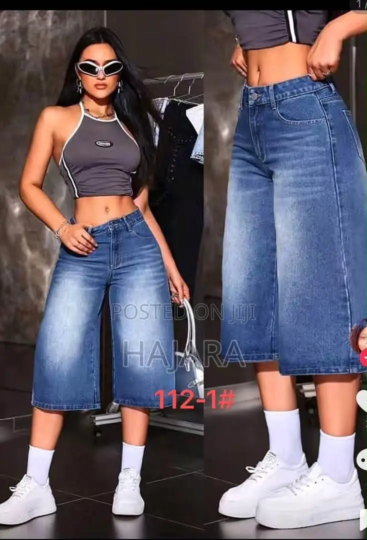 Edgy Acid-Wash Wide-Leg Denim Culottes / Shorts