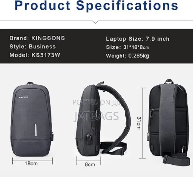 Kingsons Waterproof Chest Sling Crossbody SideBag (Free Delivery)