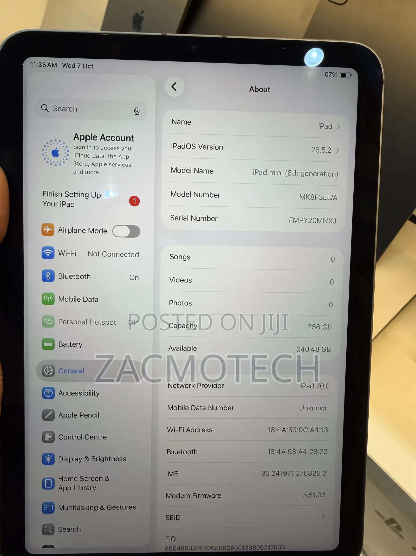 Apple iPad mini Wi-Fi + Cellular 256 GB Gray