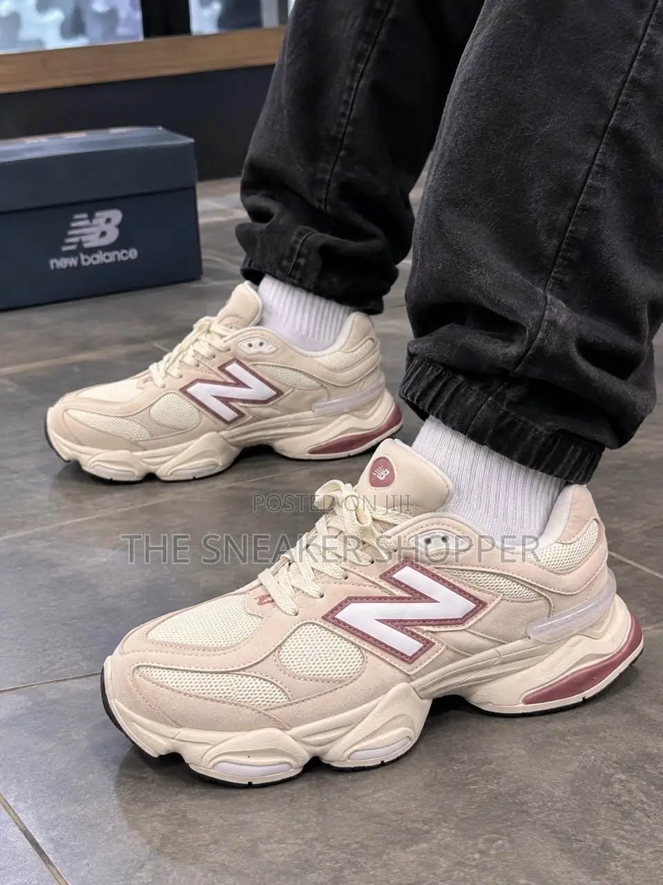 New Balance 9060 - Beige / Linen / Burgundy